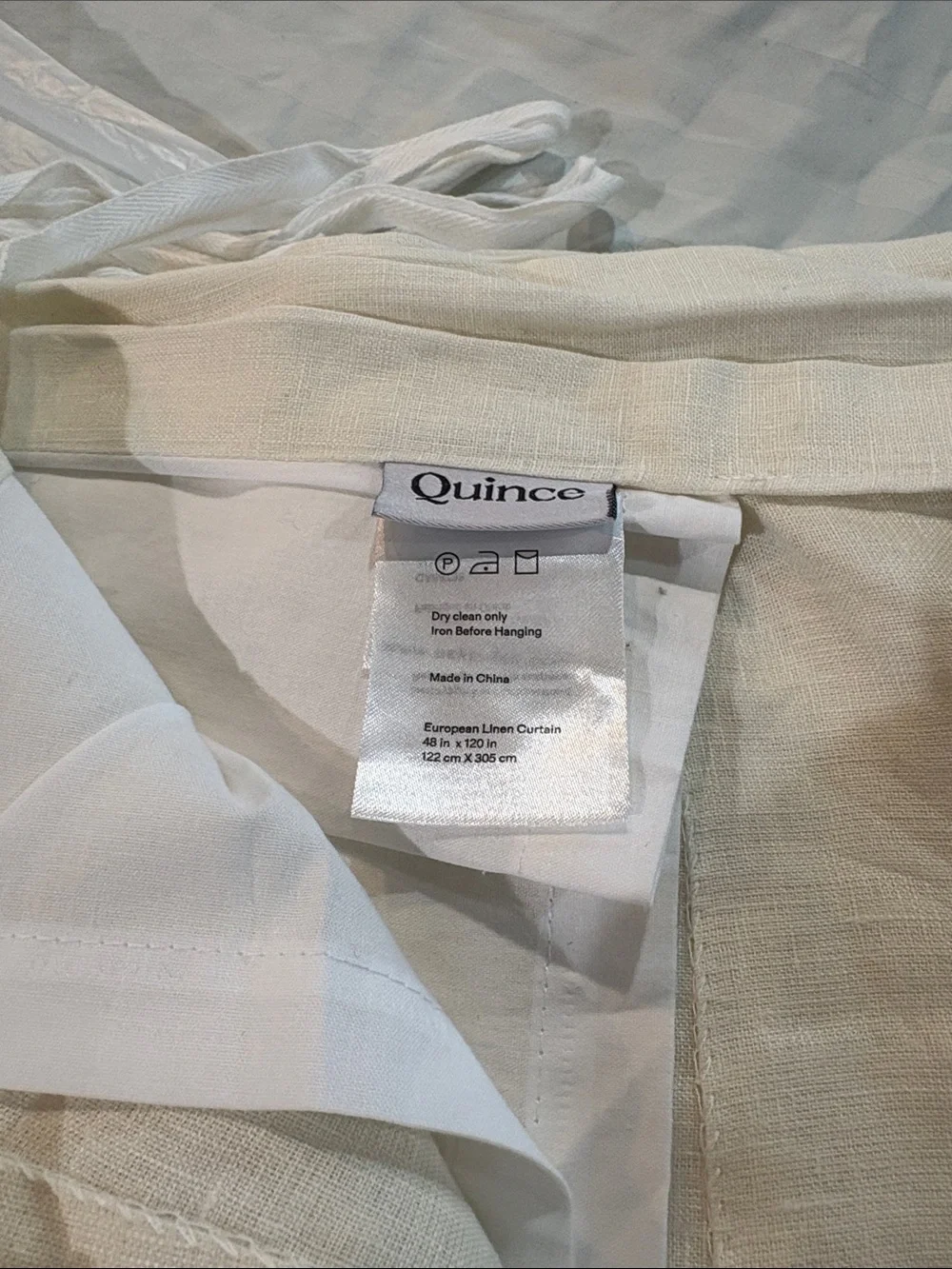 Quince European Luxe Linen Curtain Panel Ivory 48x120 (one panel)